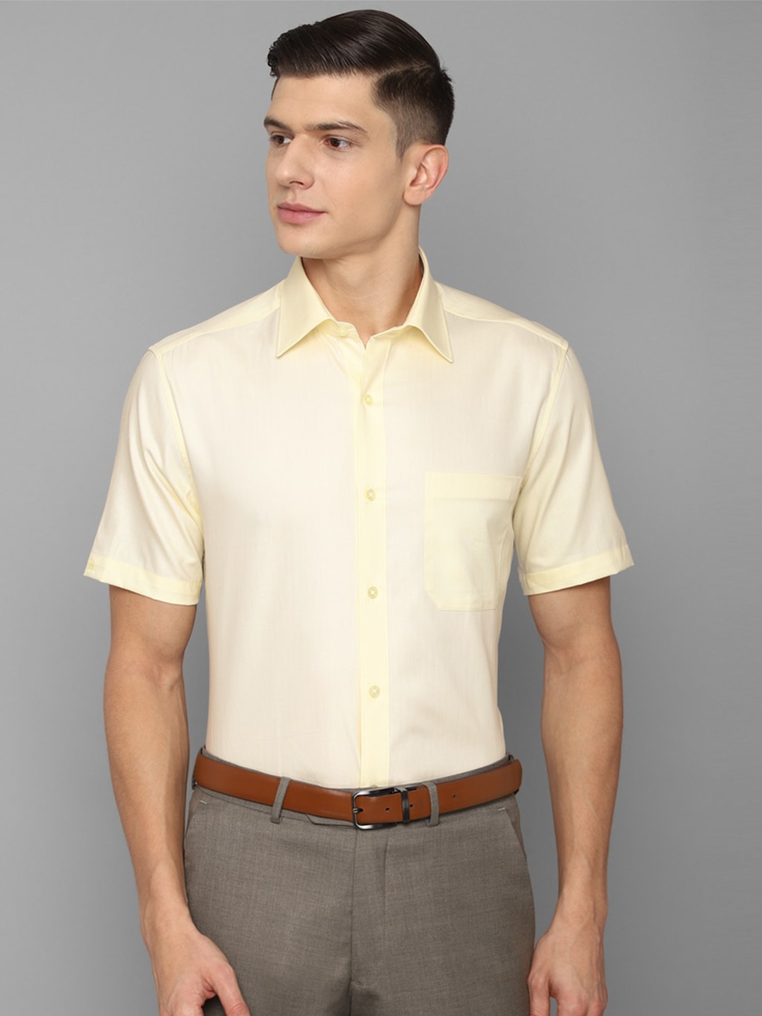 

Louis Philippe Men Yellow Cotton Formal Shirt