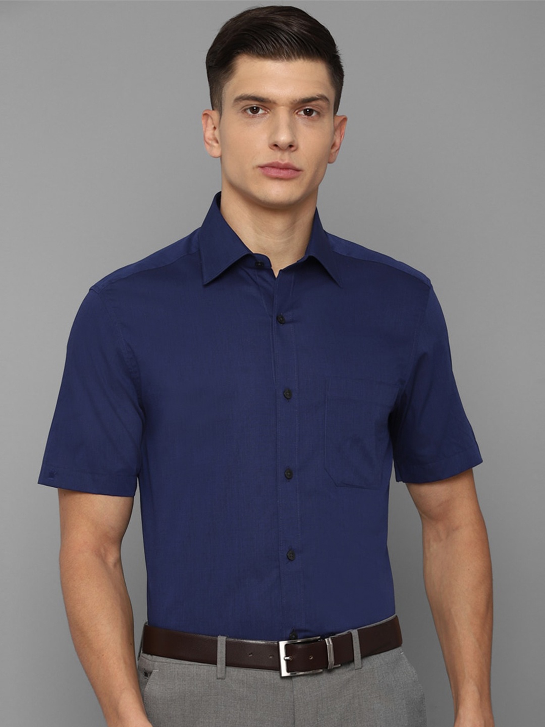 

Louis Philippe Men Navy Blue Formal Shirt