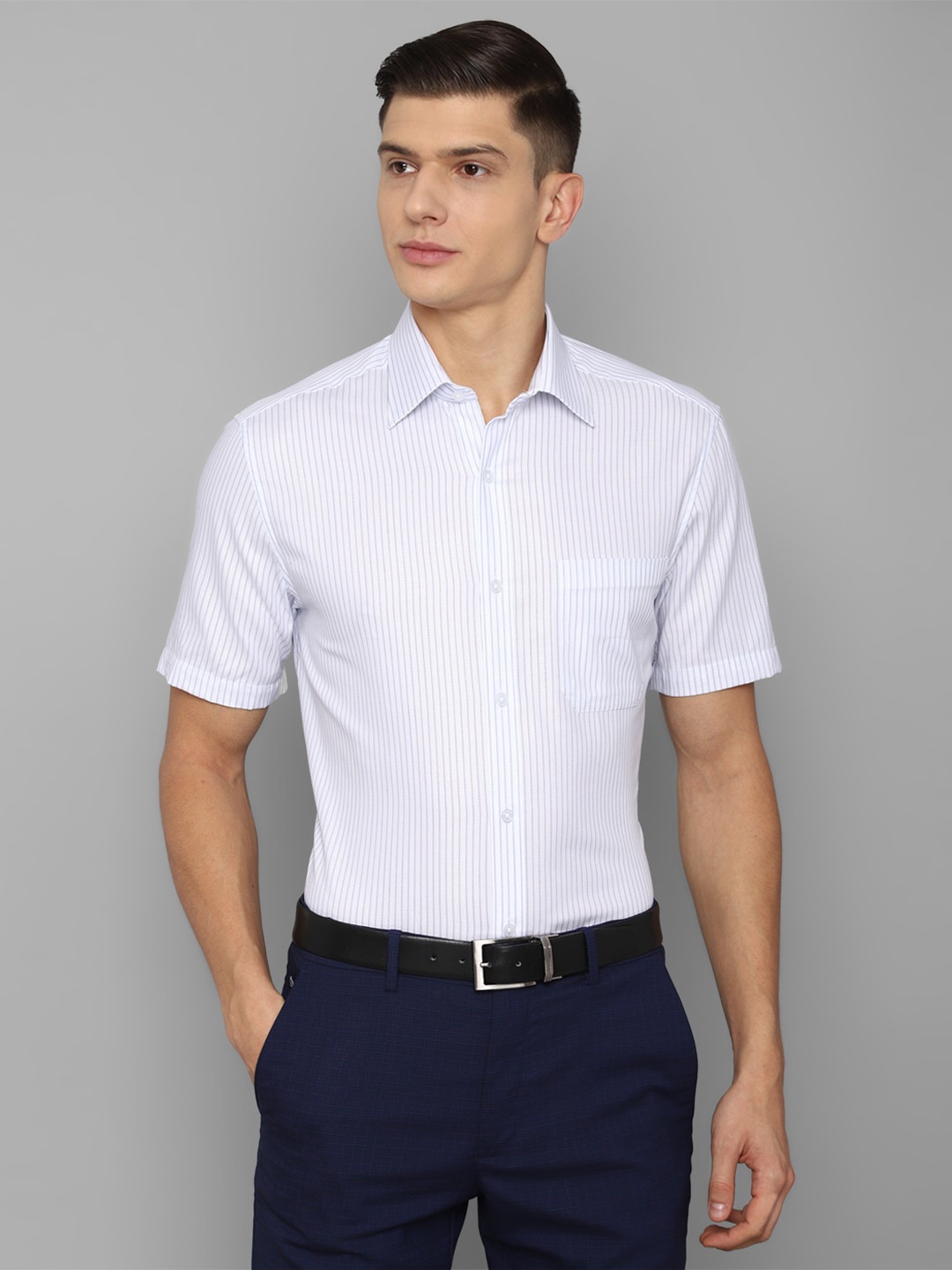 

Louis Philippe Men White Striped Formal Shirt