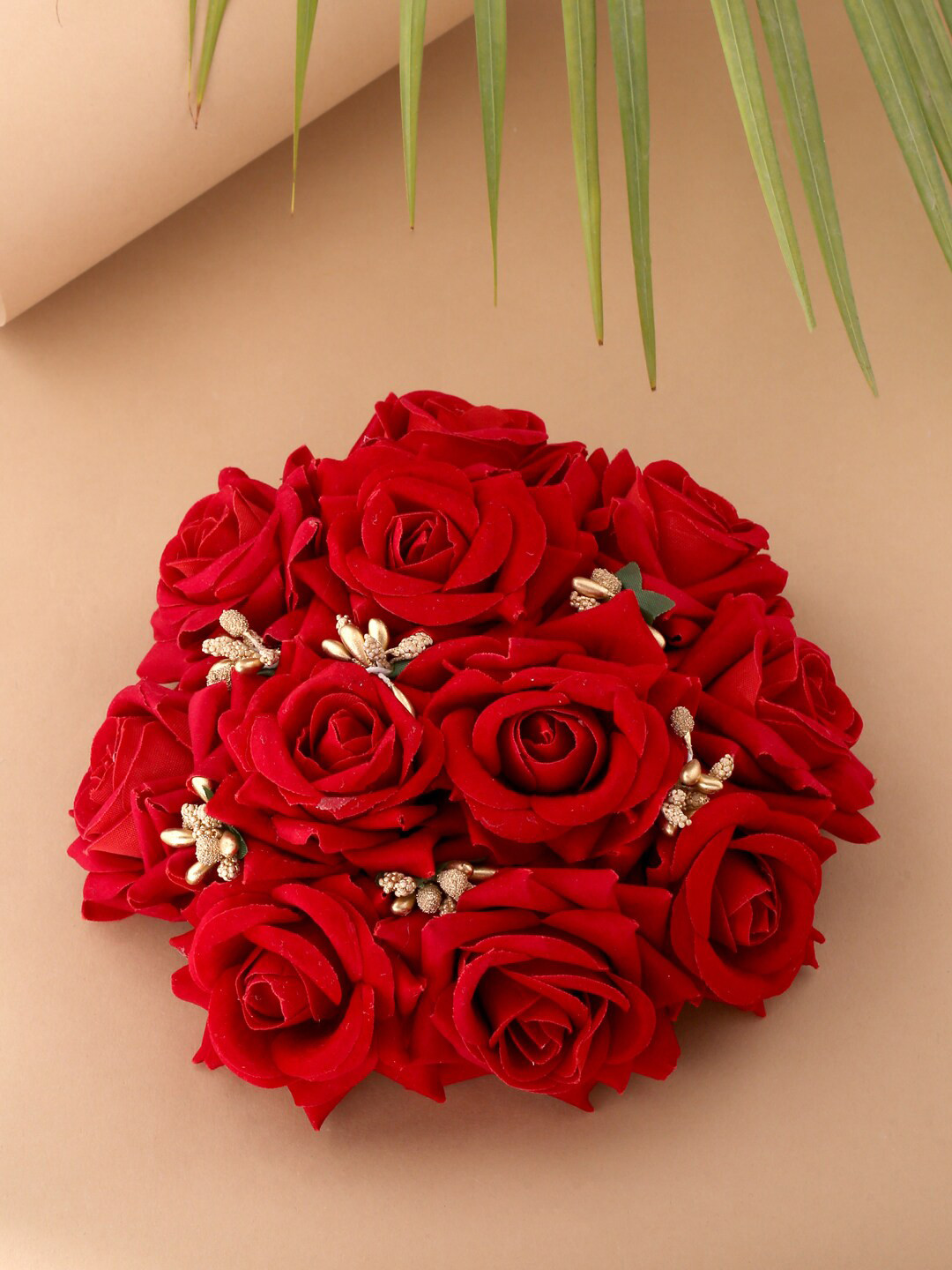 

VIRAASI Women Red Artificial Flower Juda Gajra Designed Hair Bun Cover
