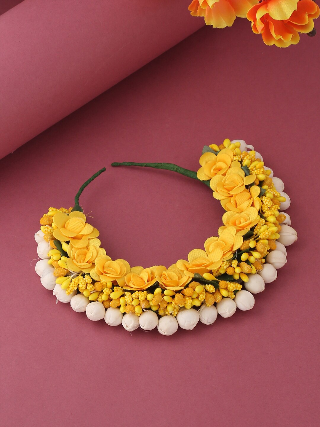 

VIRAASI Women Yellow & White Floral Hair Bun Accessory