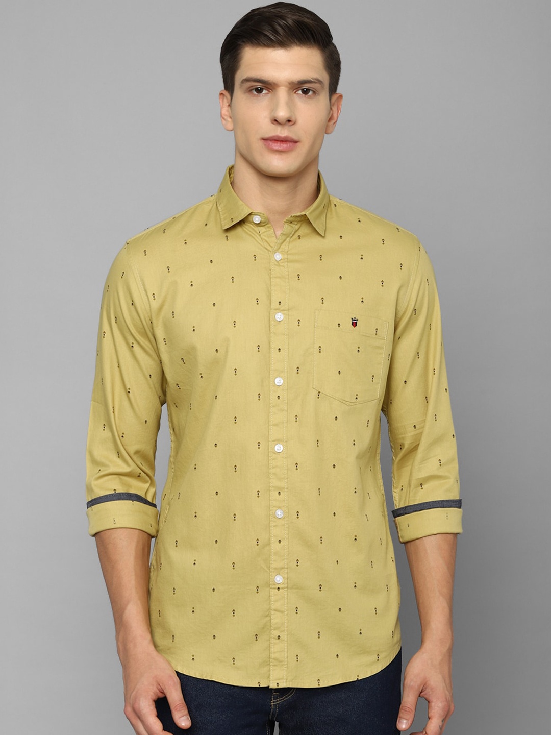 

Louis Philippe Jeans Men Yellow Slim Fit Printed Casual Shirt