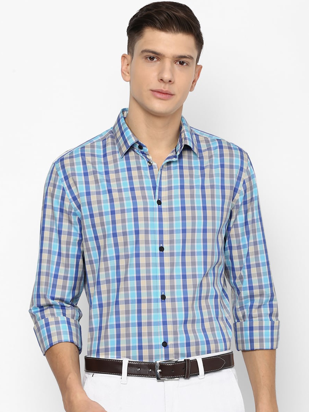 

Louis Philippe Sport Men Blue Tartan Checks Checked Casual Shirt