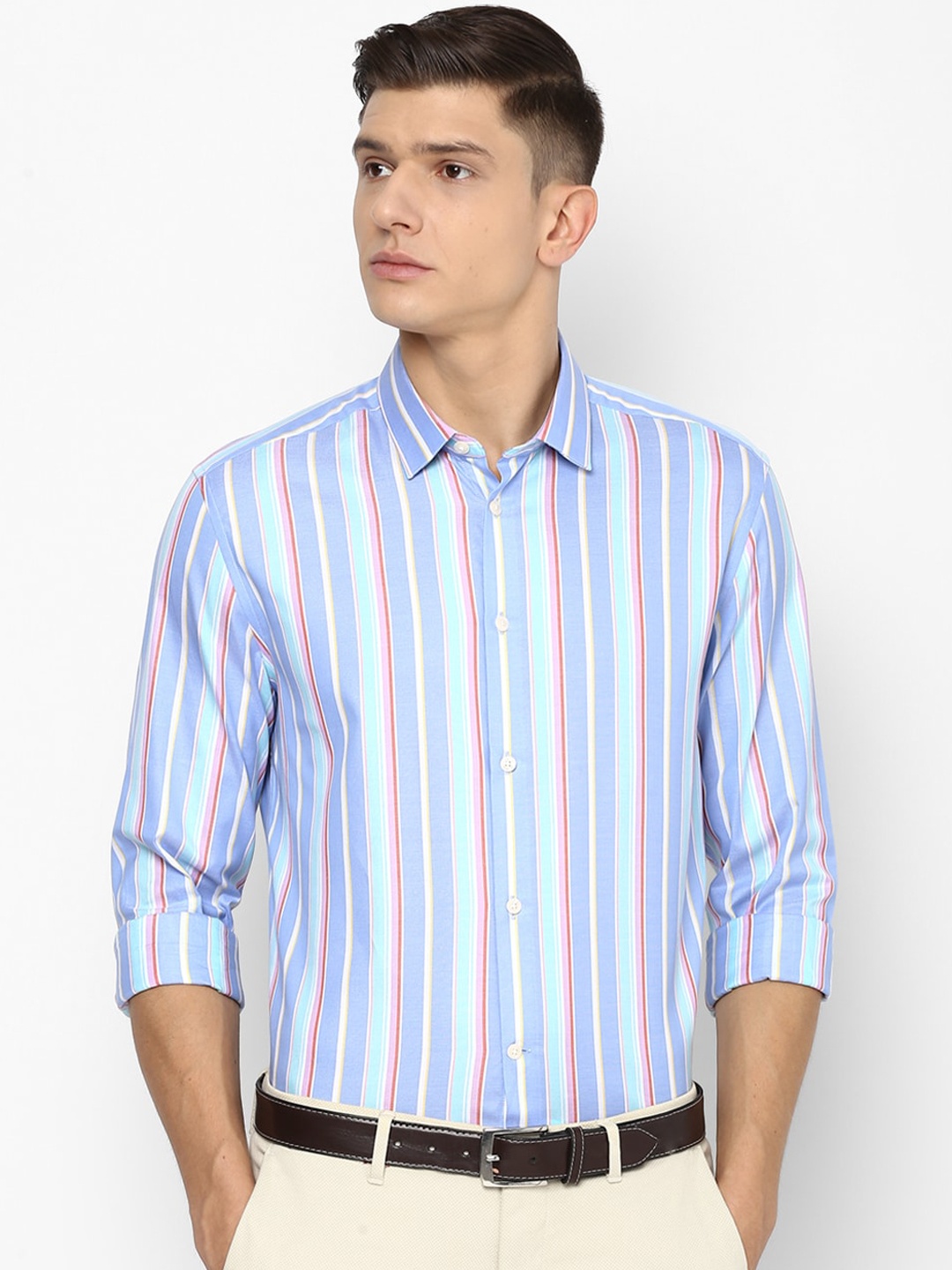 

Louis Philippe Sport Men Blue Striped Casual Shirt