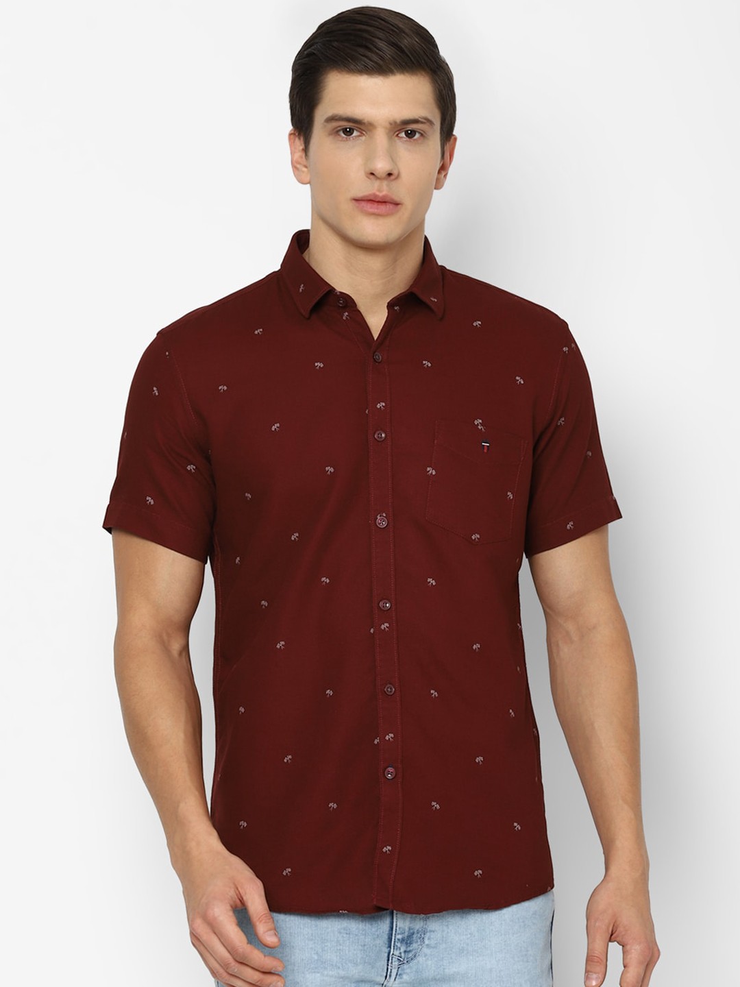 

Louis Philippe Sport Men Maroon Slim Fit Printed Casual Shirt