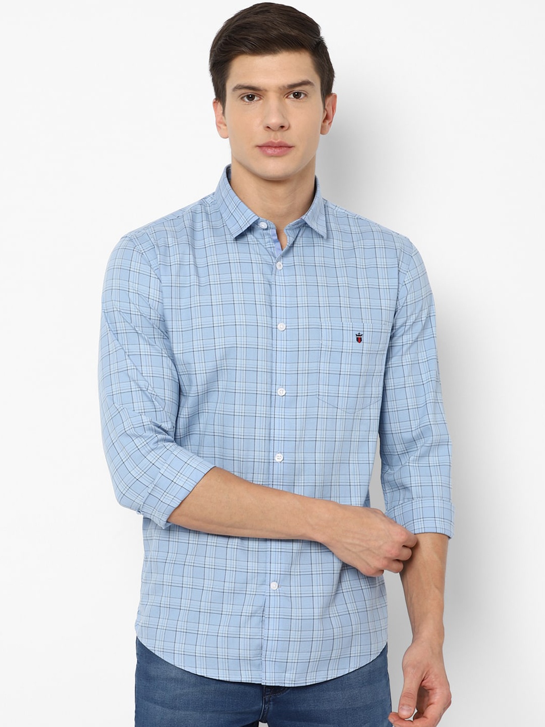 

Louis Philippe Sport Men Blue Slim Fit Checked Pure Cotton Casual Shirt
