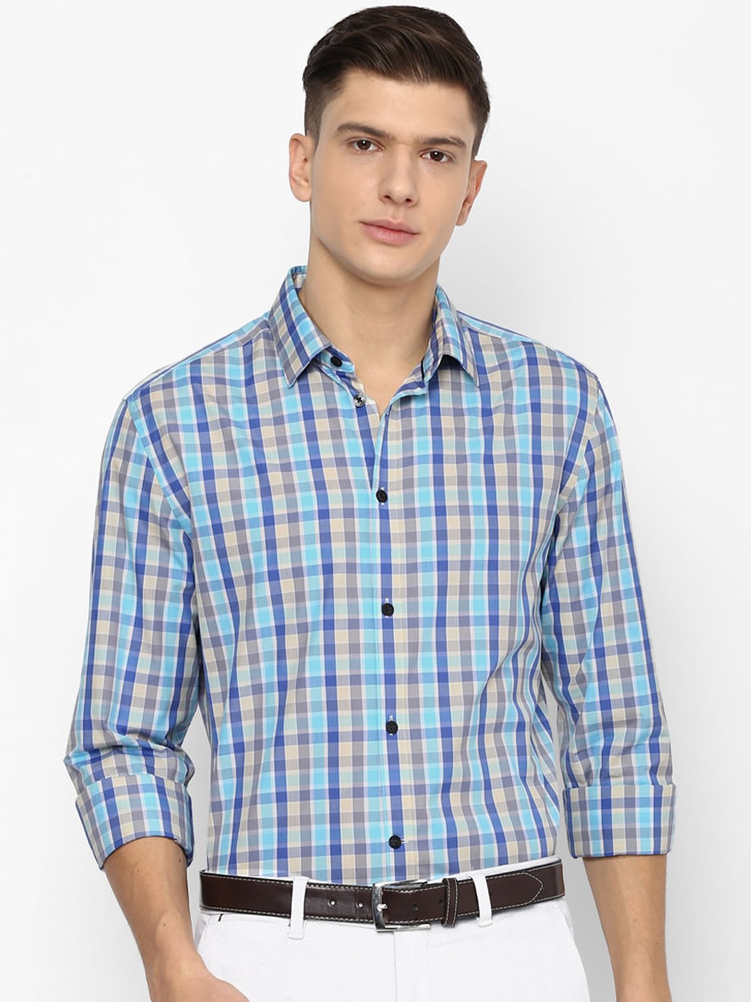 

Louis Philippe Sport Men Blue Tartan Checks Checked Casual Shirt