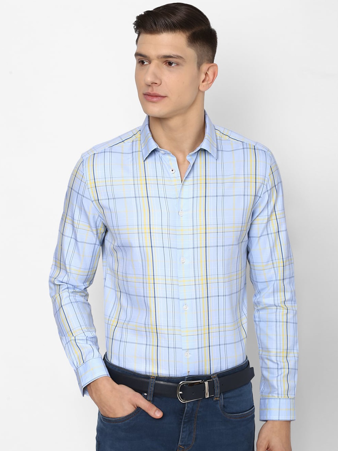 

Louis Philippe Sport Men Blue Checked Cotton Casual Shirt