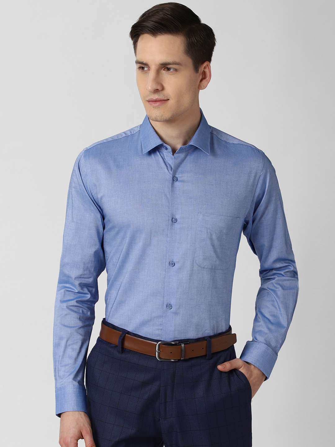 

Peter England Men Blue Slim Fit Pure Cotton Formal Shirt