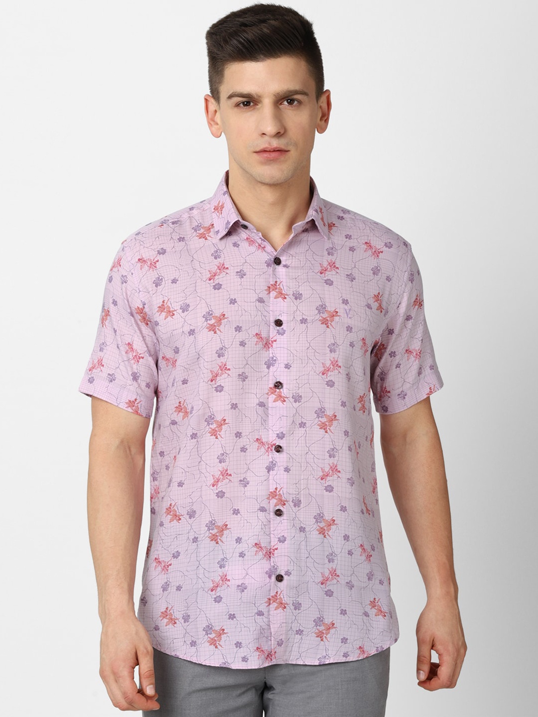 

V Dot Men Purple Slim Fit Printed Casual Shirt