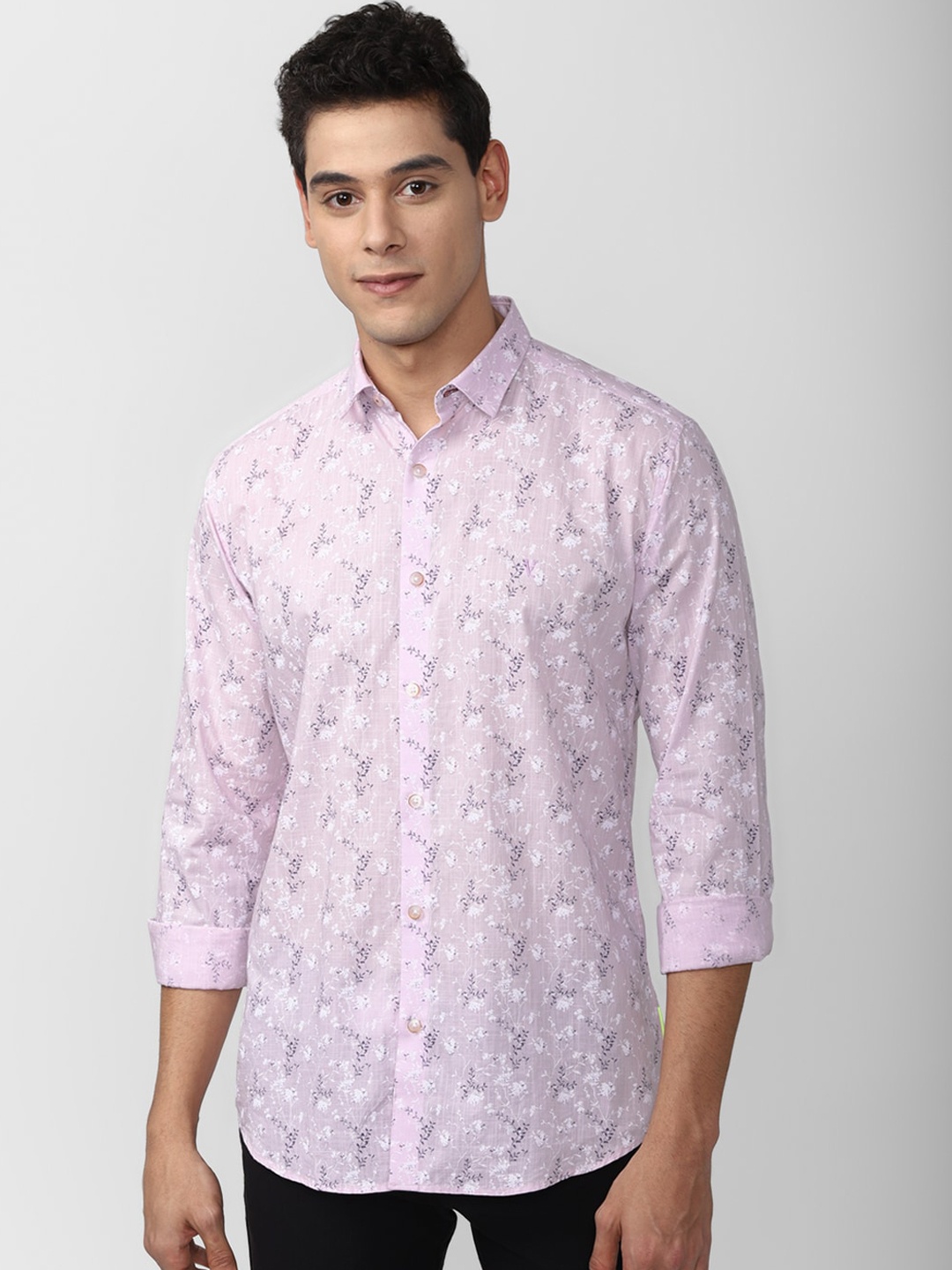 

V Dot Men Purple Slim Fit Floral Printed Casual Shirt
