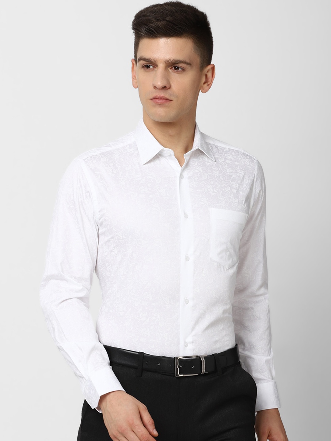 

Van Heusen Men White Floral Printed Formal Shirt