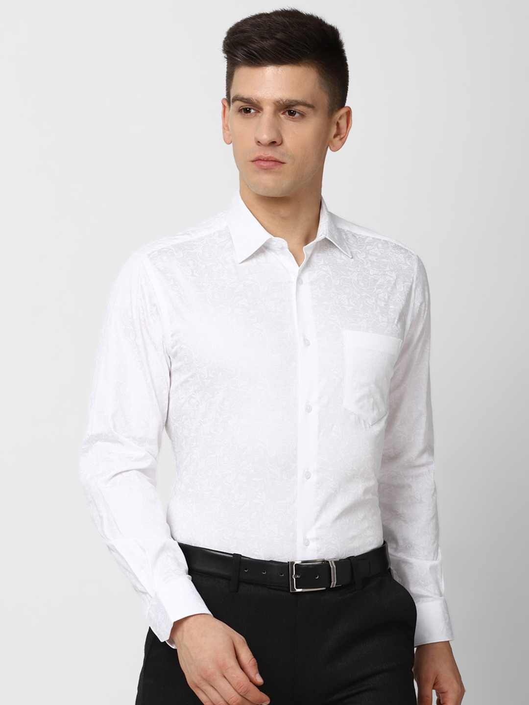 

Van Heusen Men White Floral Printed Formal Shirt