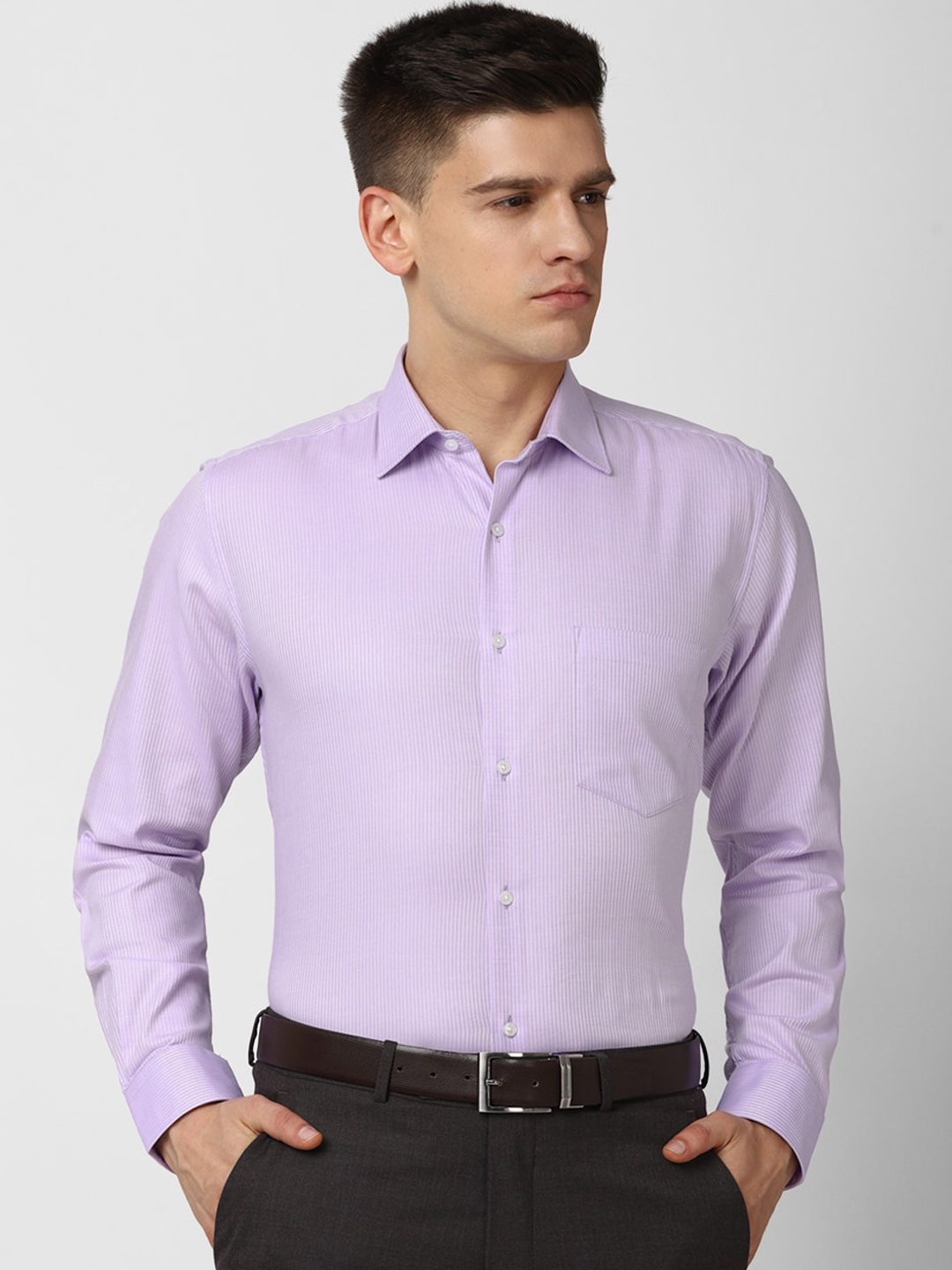 

Van Heusen Men Purple Striped Formal Shirt