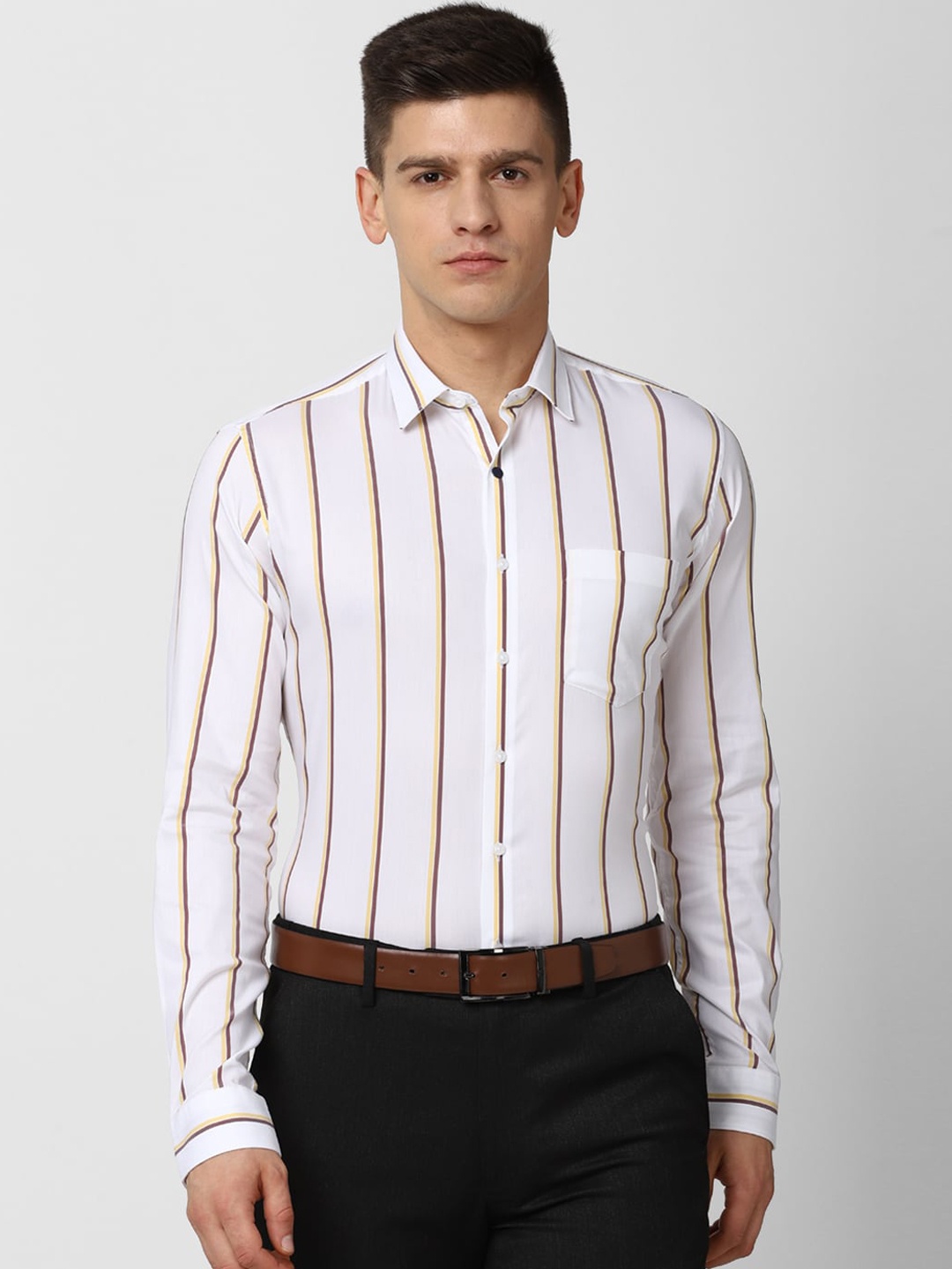 

Van Heusen Men White Slim Fit Striped Formal Shirt