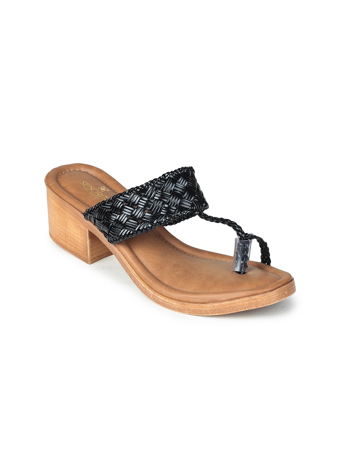 

Liberty Black & Beige Block Heels