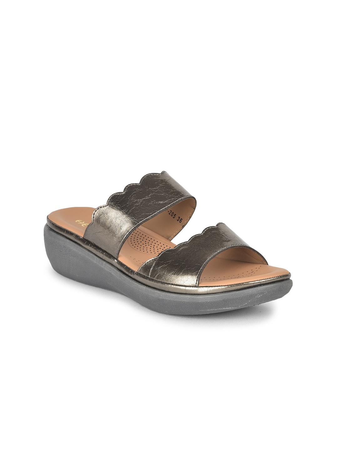 

Liberty Copper-Toned & Beige Textured Comfort Sandals