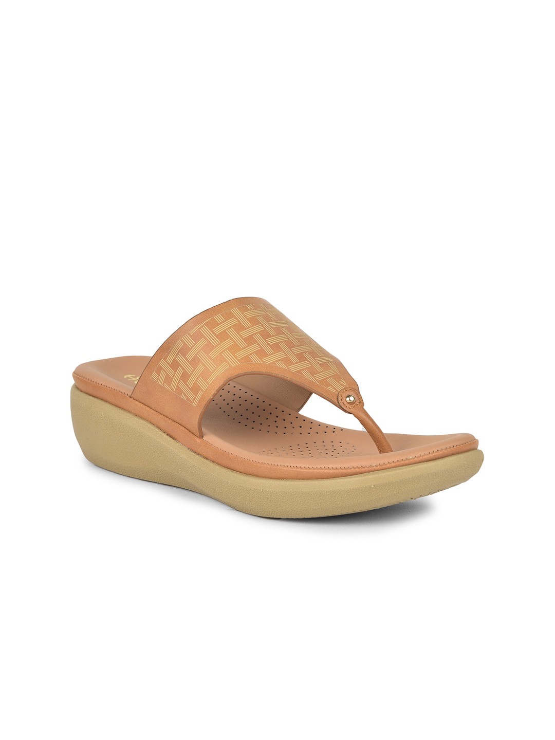 

Liberty Women Tan Printed T-Strap Flats