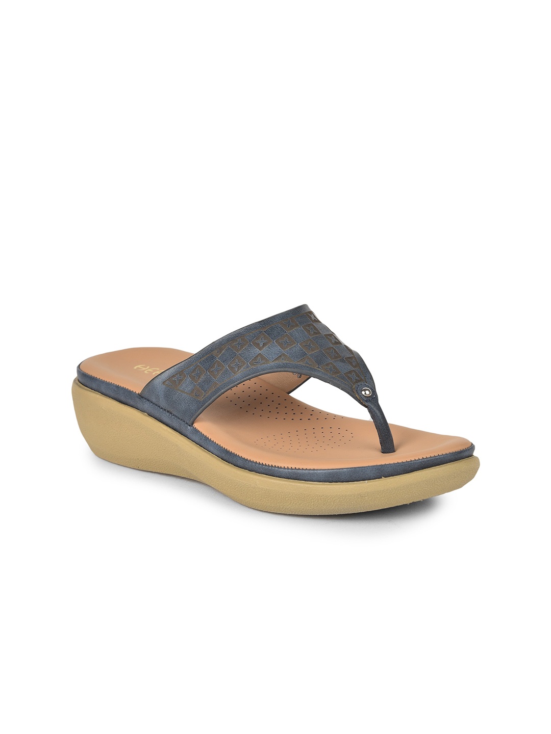 

Liberty Women Navy Blue Printed T-Strap Flats