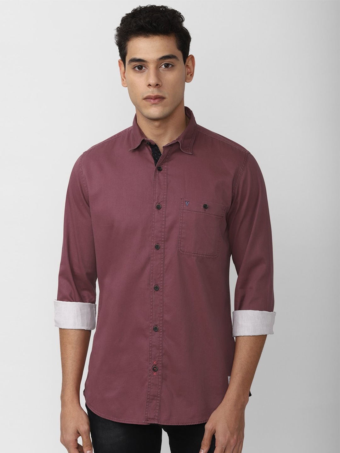 

VAN HEUSEN DENIM LABS Men Maroon Slim Fit Casual Shirt