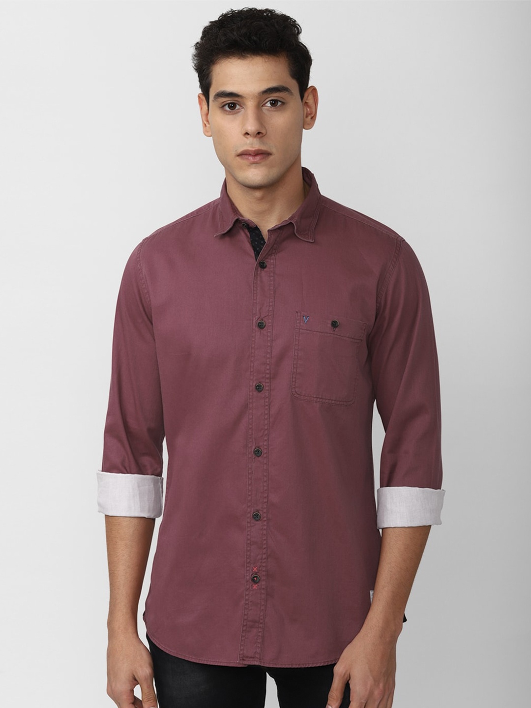 

VAN HEUSEN DENIM LABS Men Maroon Slim Fit Casual Shirt