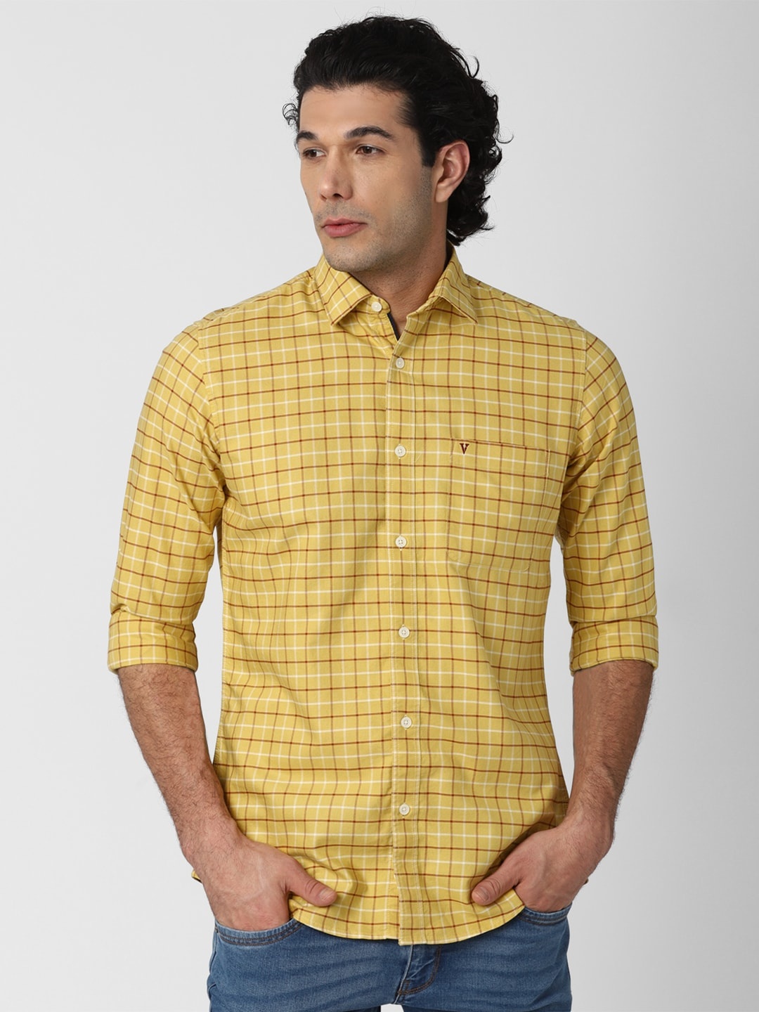 

Van Heusen Sport Men Yellow Slim Fit Checked Casual Shirt