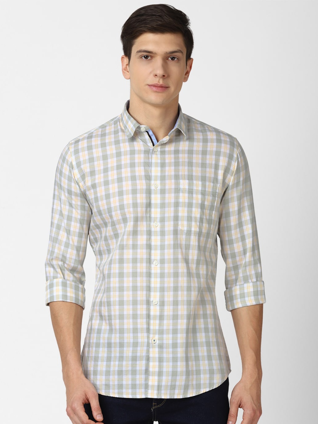 

Van Heusen Sport Men Green Slim Fit Tartan Checks Checked Casual Shirt
