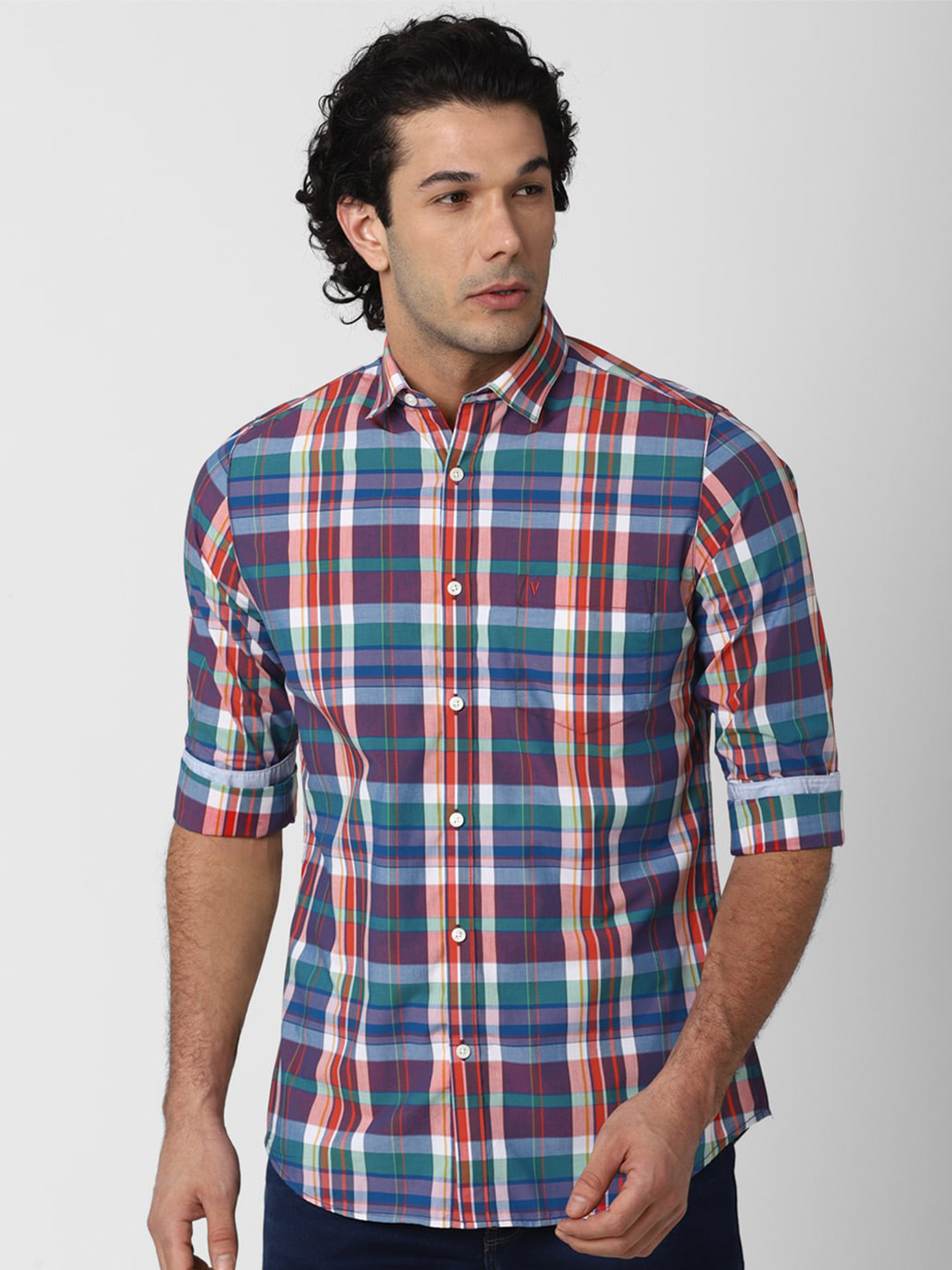 

Van Heusen Sport Men Blue Slim Fit Checked Casual Shirt