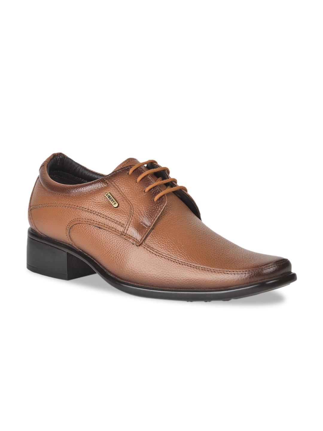 

Liberty Men Tan Brown Solid Leather Formal Derbys