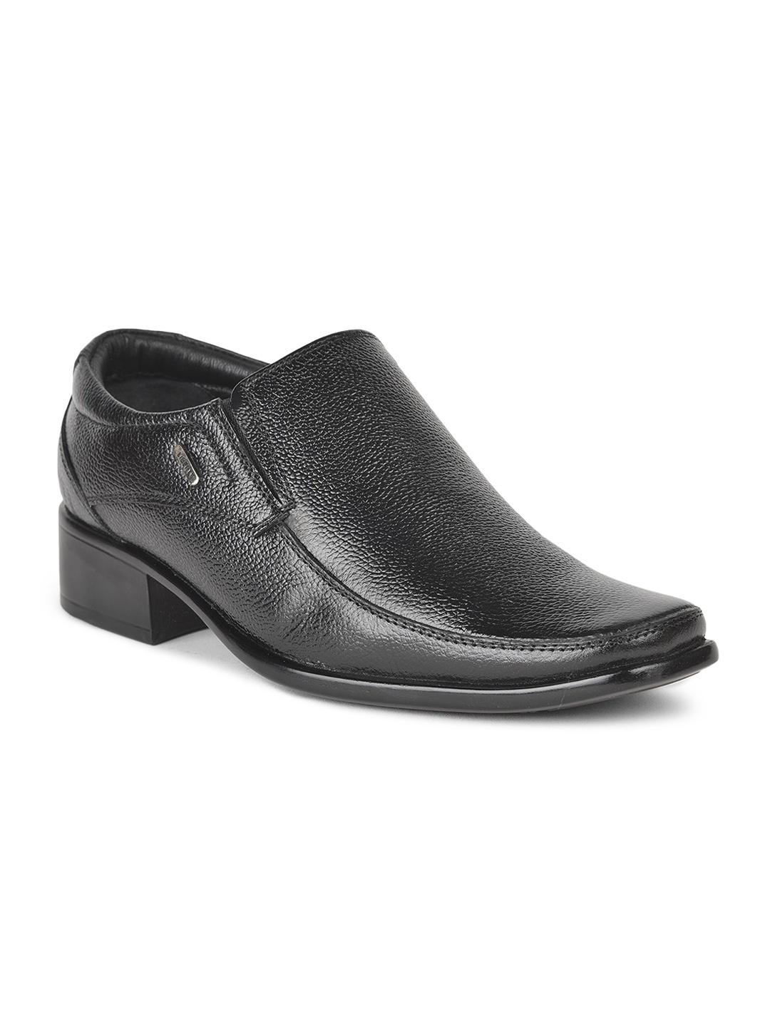 

Liberty Men Black Solid Leather Formal Slip-Ons