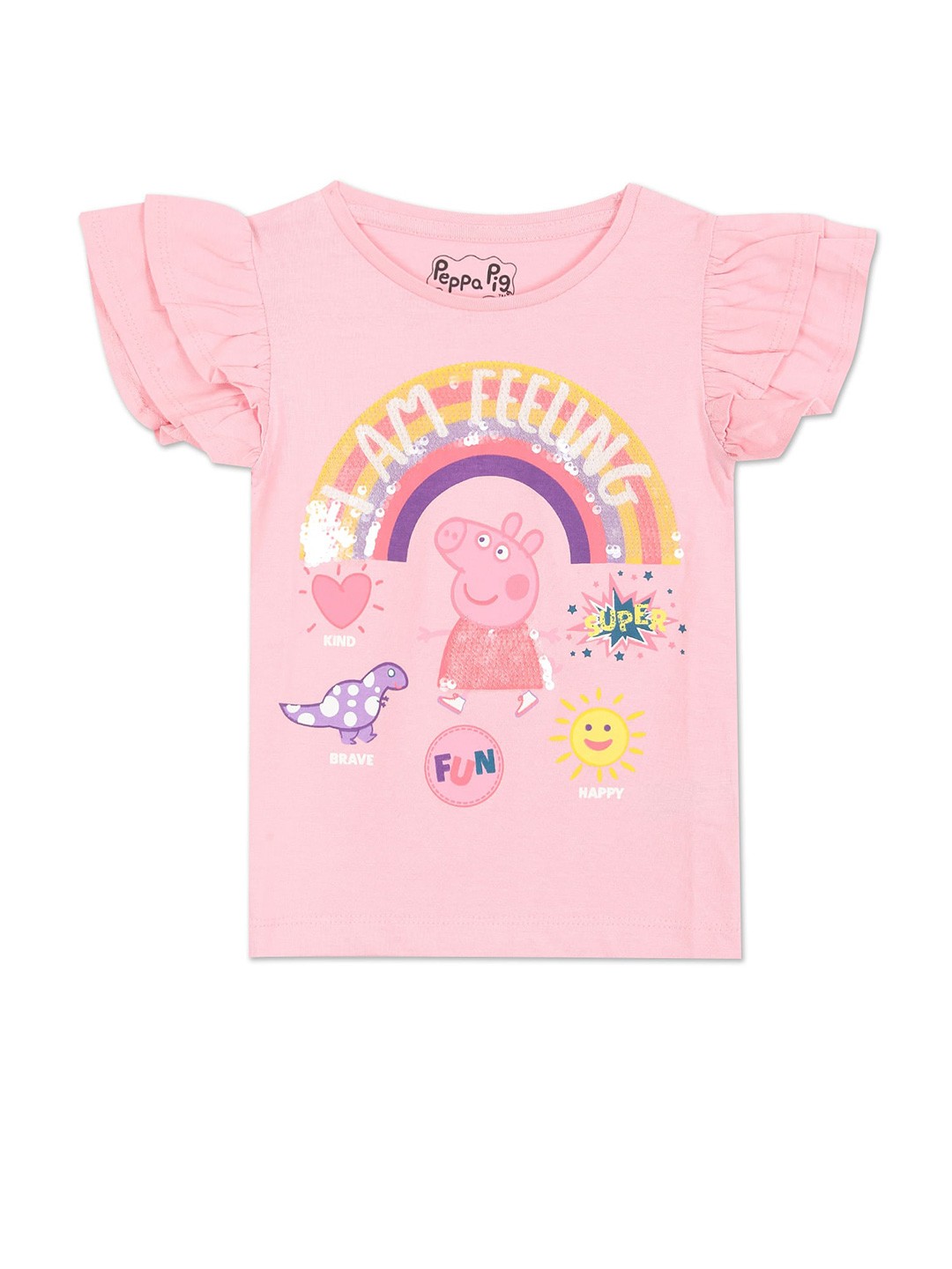 

Colt Girls Pink Graphic Printed Cotton T-shirt