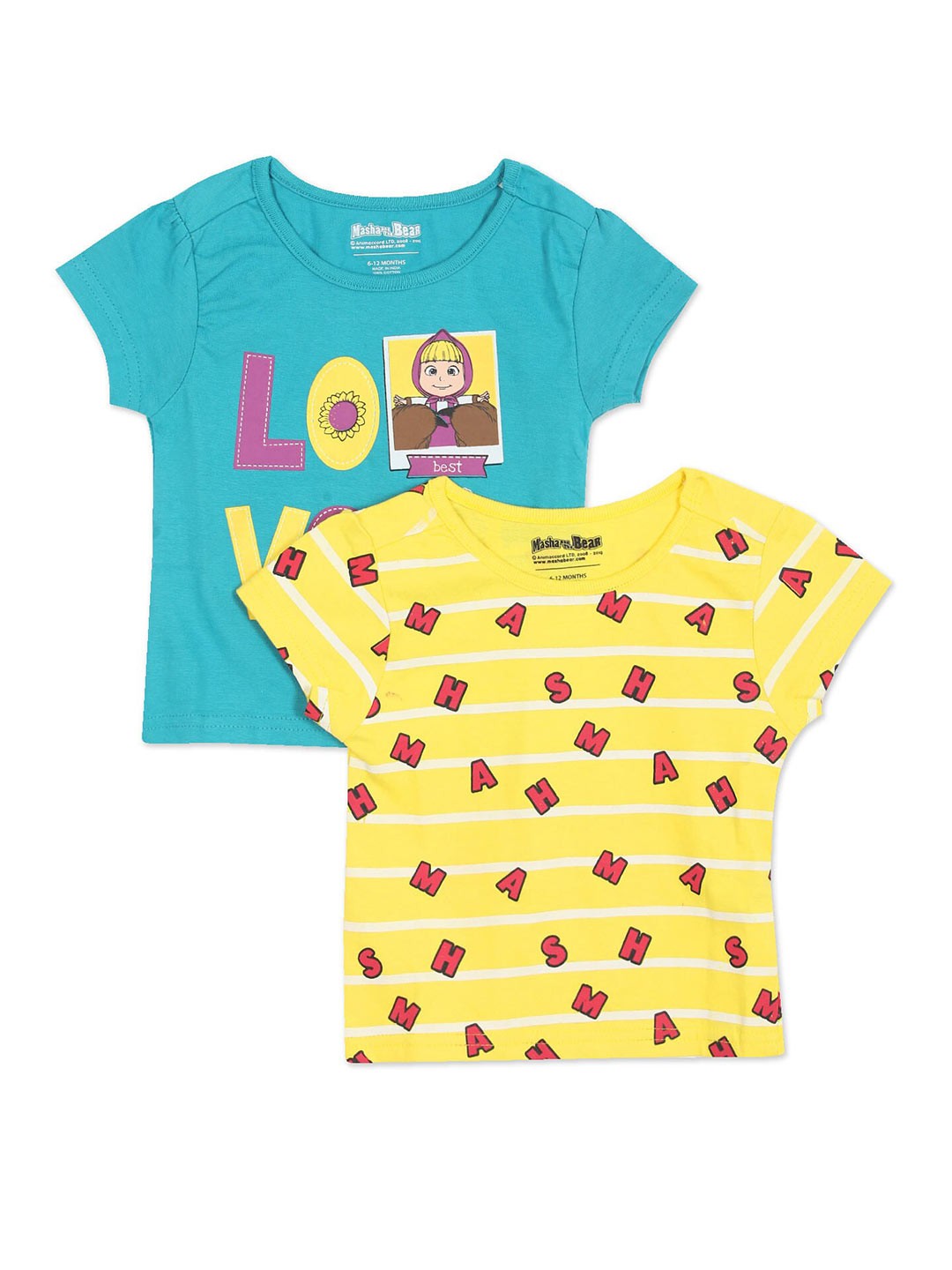 

Colt Girls Assorted Pack of 2 Striped Cotton T-shirts