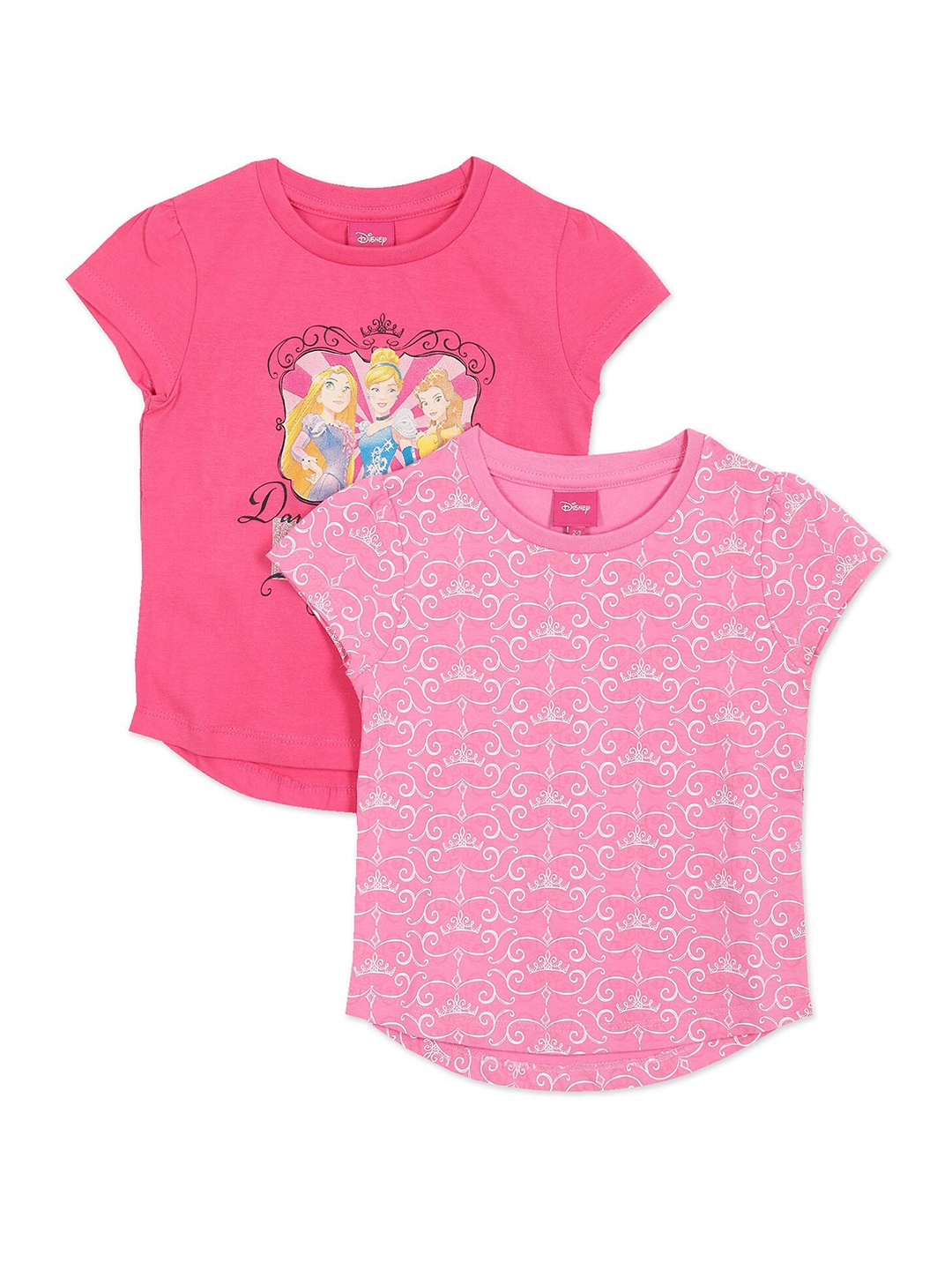 

Colt Girls Pack of 2 Pink Printed Monochrome Pure Cotton T-shirt