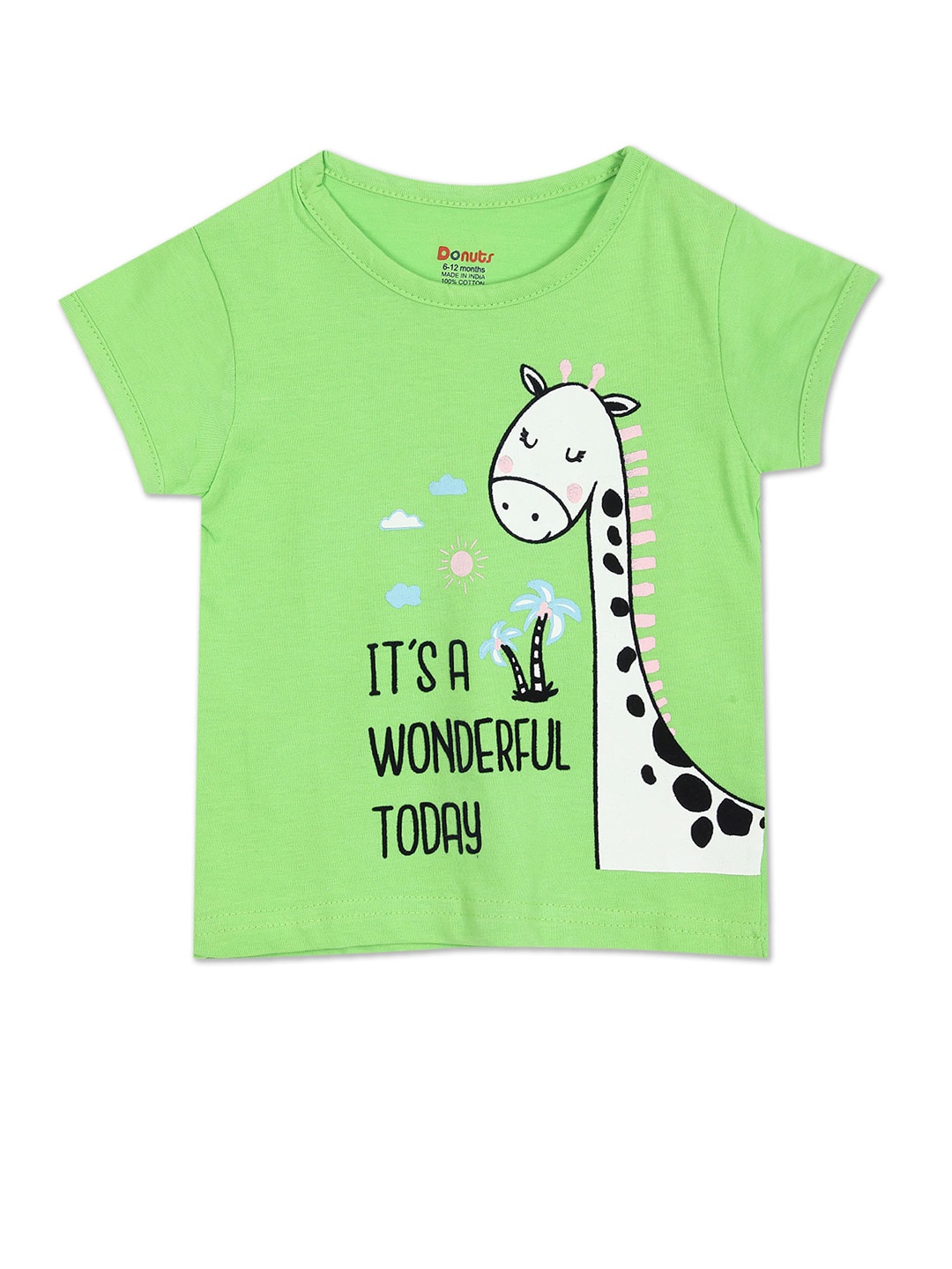 

Donuts Girls Green Printed Pure Cotton T-shirt