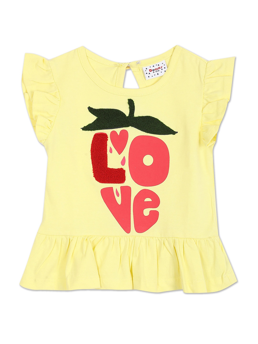 

Donuts Yellow Print Peplum Top