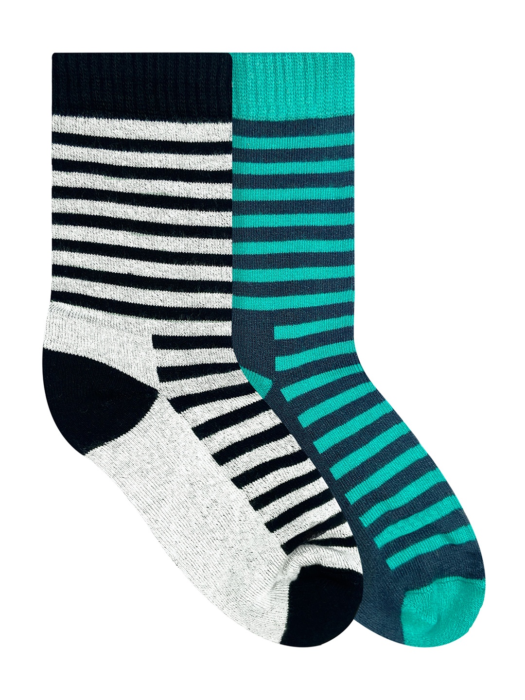 

Heelium Kids Pack of 2 Black & Teal Green Patterned Bamboo Calf-length Socks
