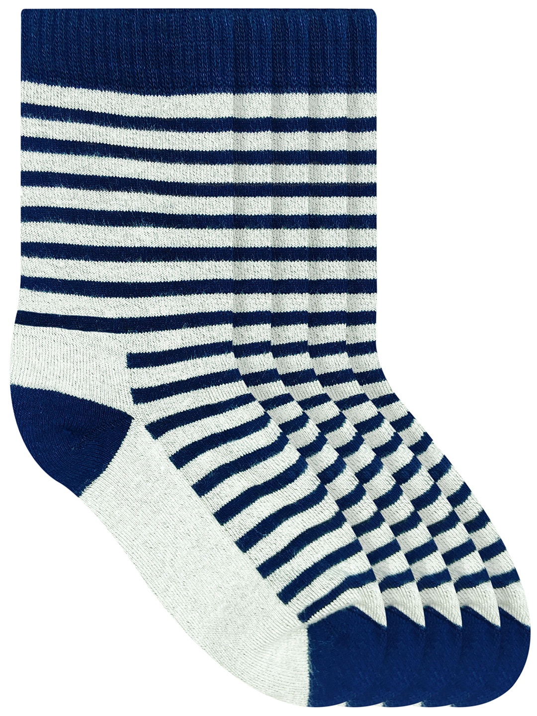 

Heelium Kids Pack Of 5 Striped Bamboo Calf-Length Socks, Navy blue