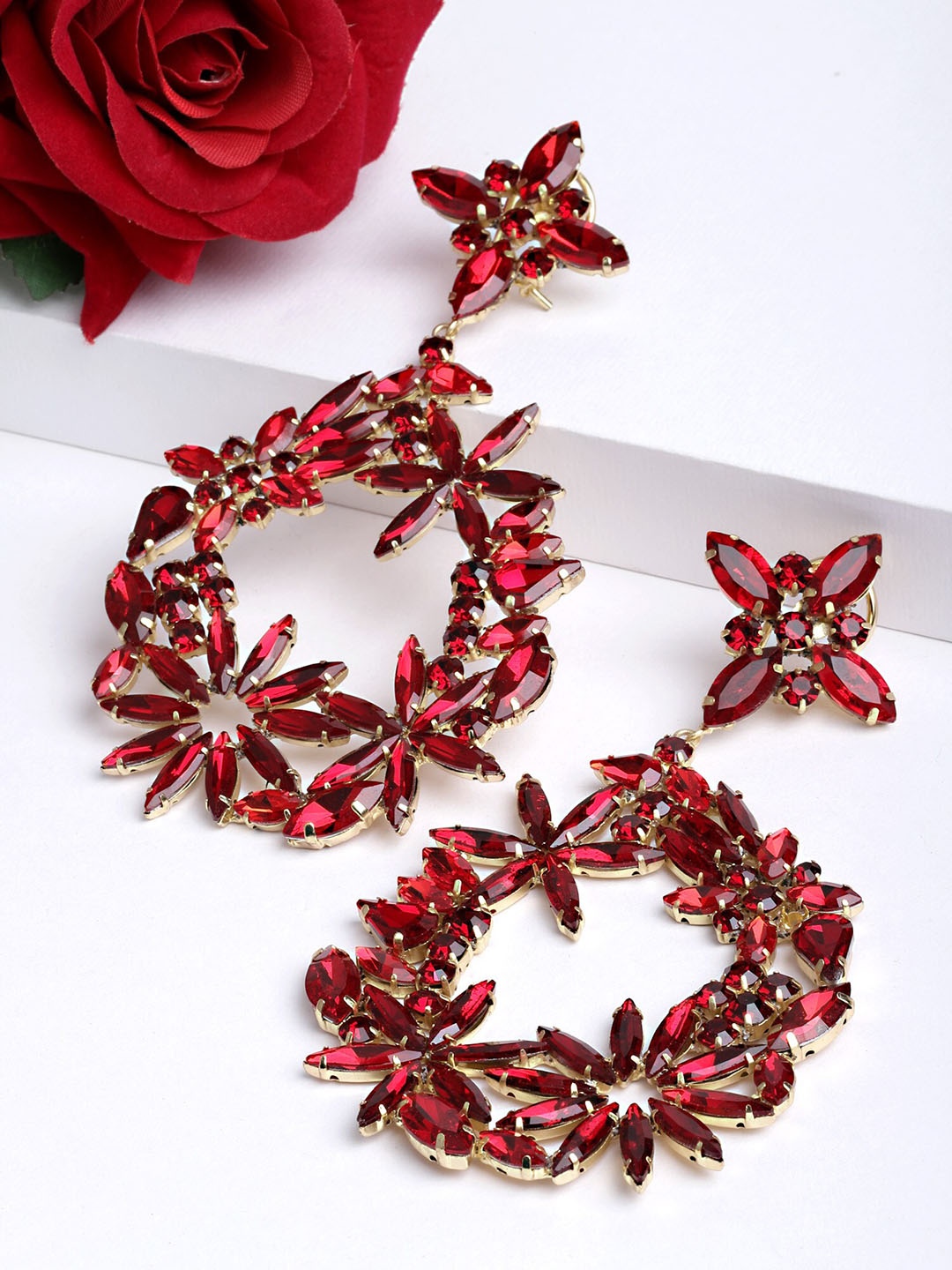 

Bijoux by Priya Chandna Red Contemporary Drop Earrings