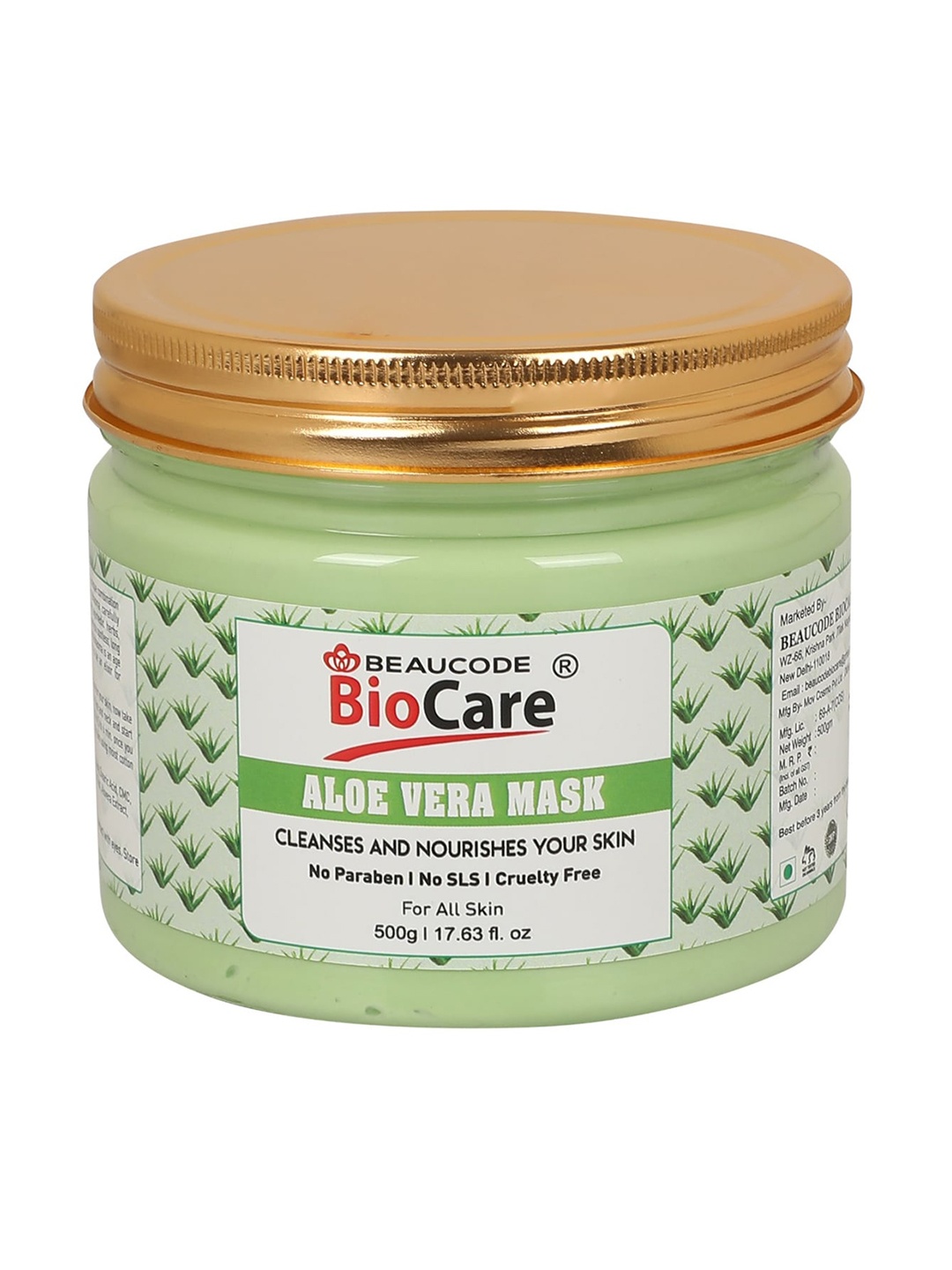 

BEAUCODE BIOCARE Aloe Vera Face & Body Mask - 500g, Green