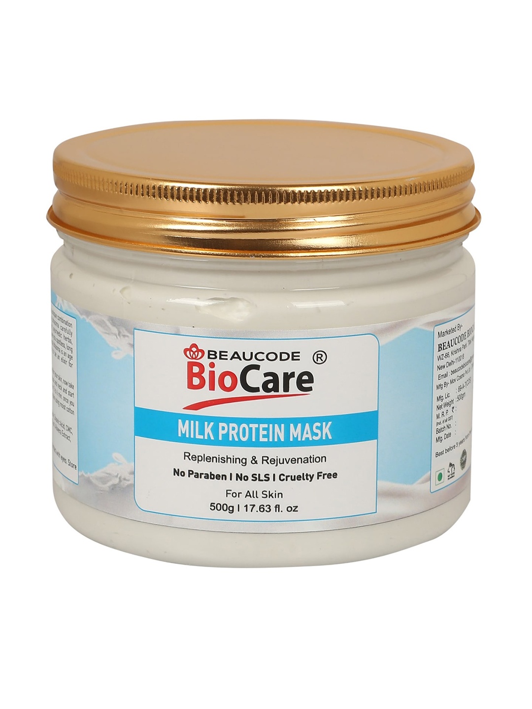 

BEAUCODE BIOCARE Milk Protein Replenishing & Rejuvenation Face & Body Mask - 500 g, Blue