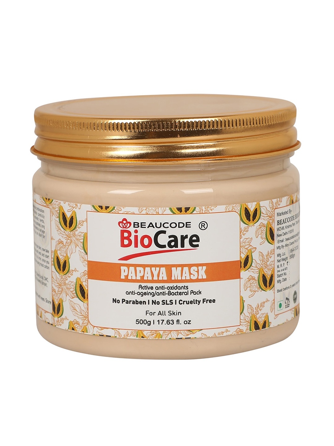 

BEAUCODE BIOCARE Papaya Mask for All Skin Types - 500 g, Beige