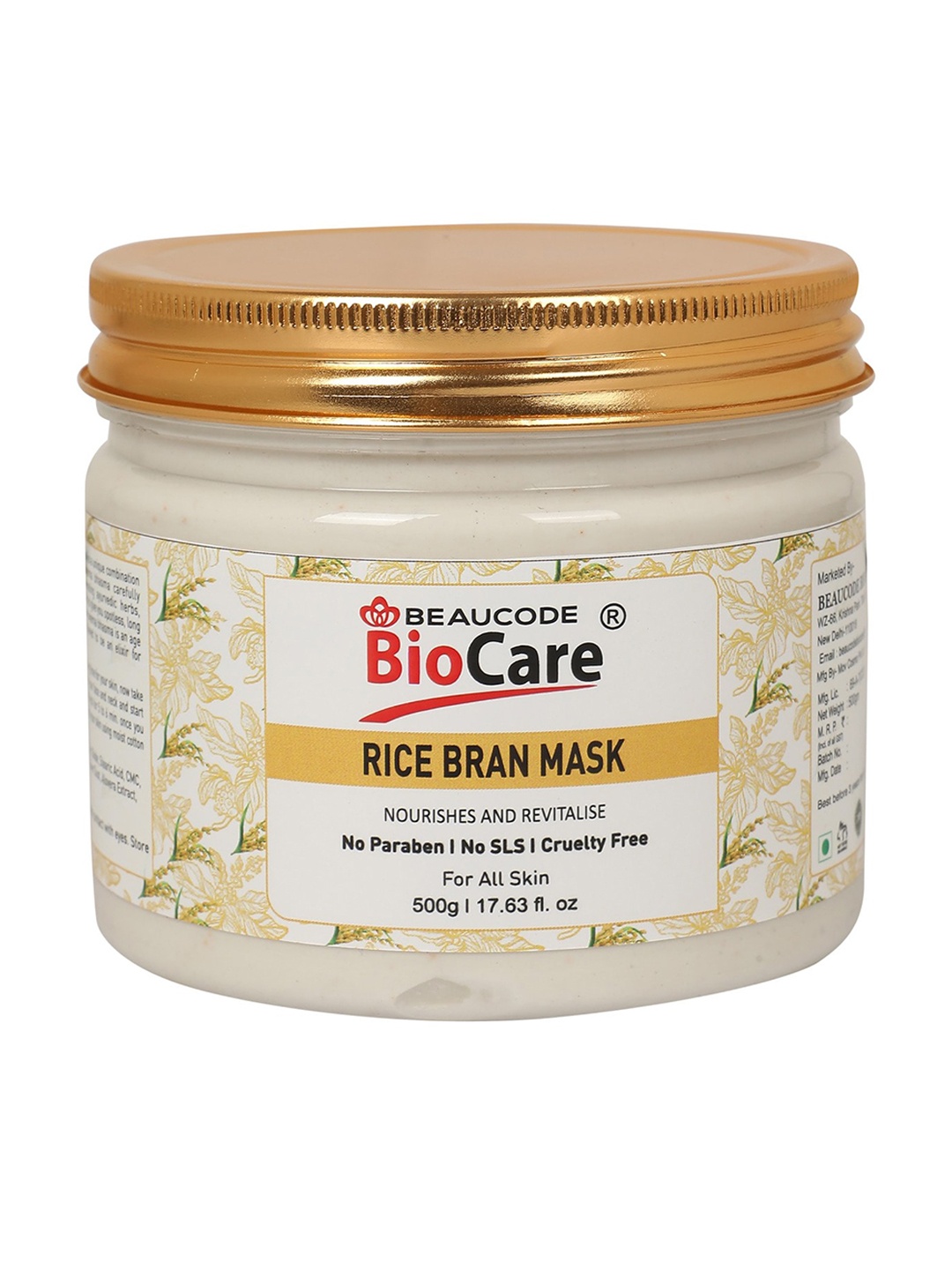 

BEAUCODE BIOCARE Rice Bran Face & Body Mask for Nourish & Revitalize - 500 g, Off white