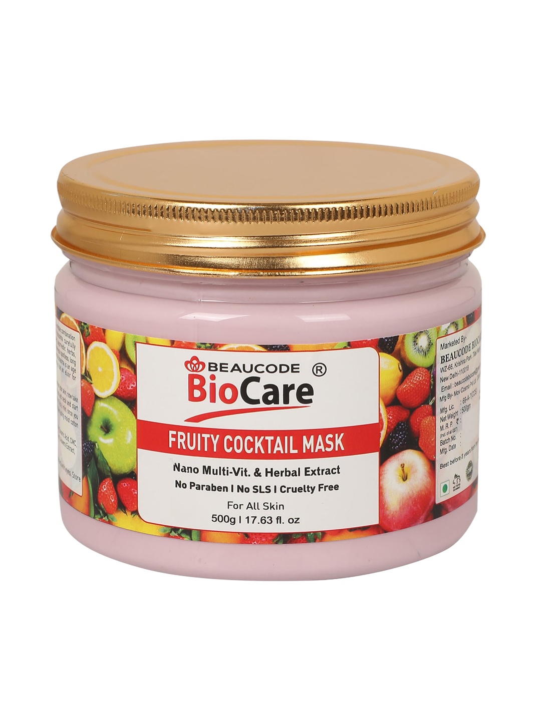 

BEAUCODE BIOCARE Fruity Cocktail Face & Body Mask - 500g, Pink