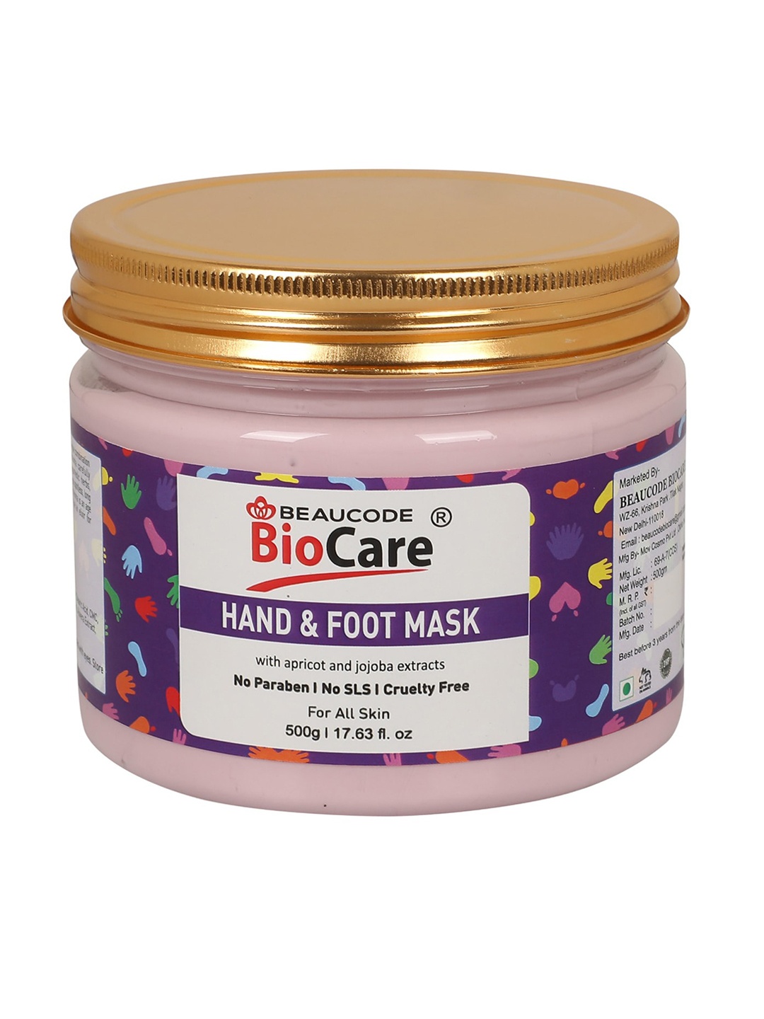 

BEAUCODE BIOCARE Hand & Foot Mask with Apricot & Jojoba Extracts - 500 g, Purple