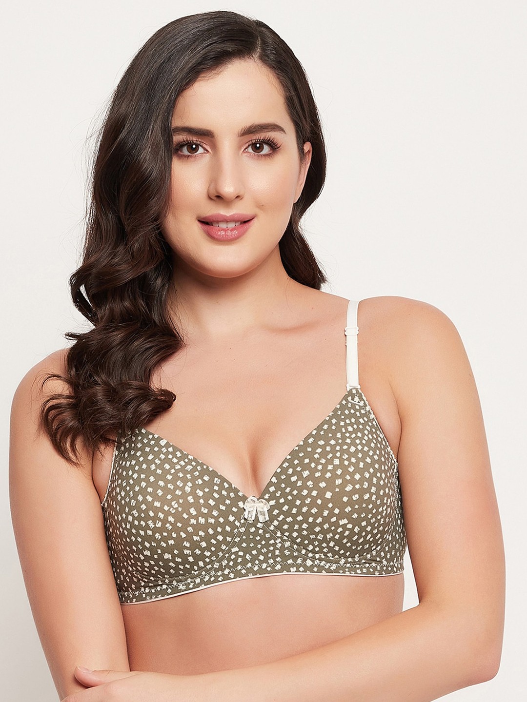 

Clovia Green & White Geometric T-Shirt Bra - Lightly Padded