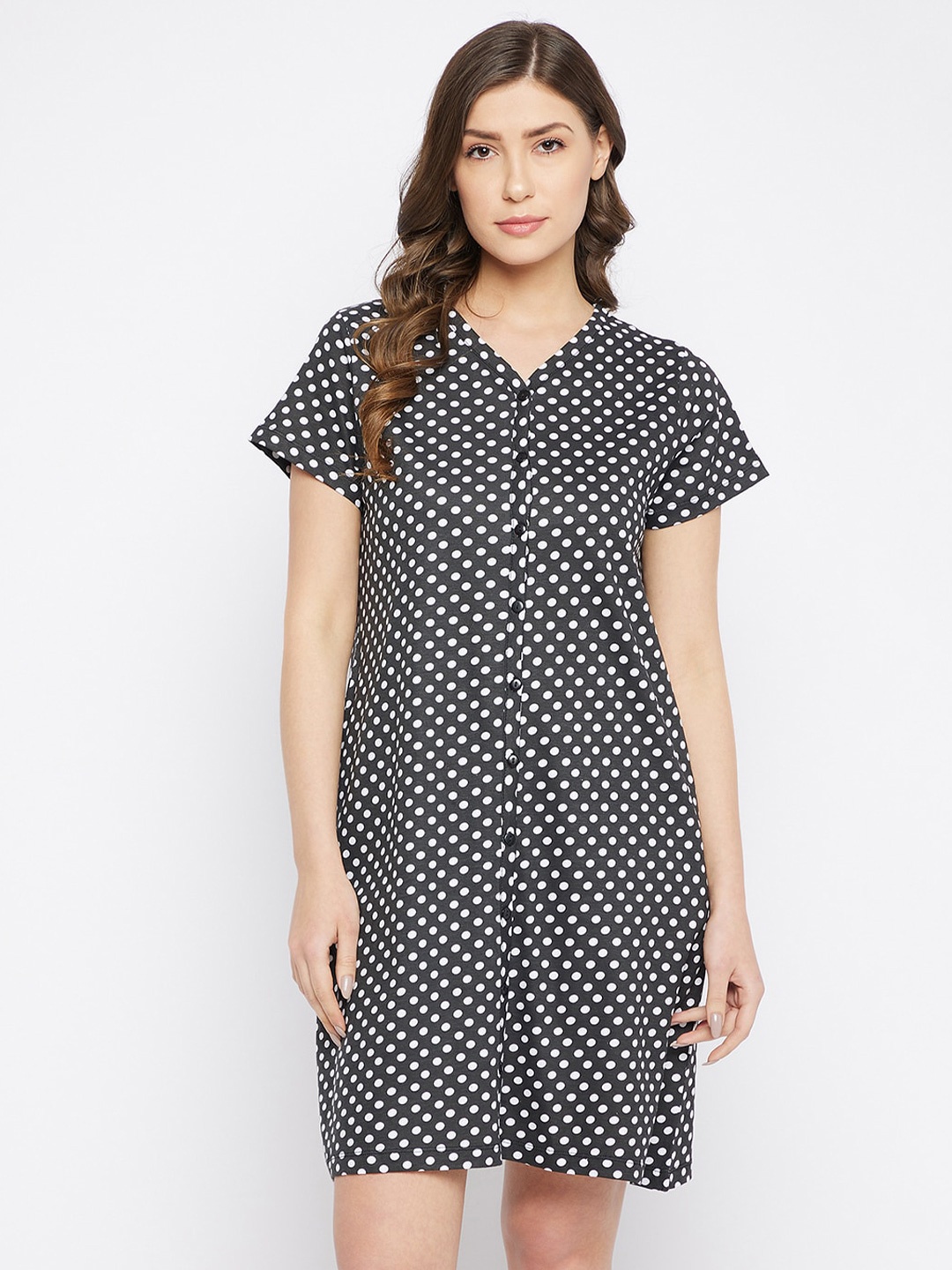 

Clovia Black Printed Nightdress