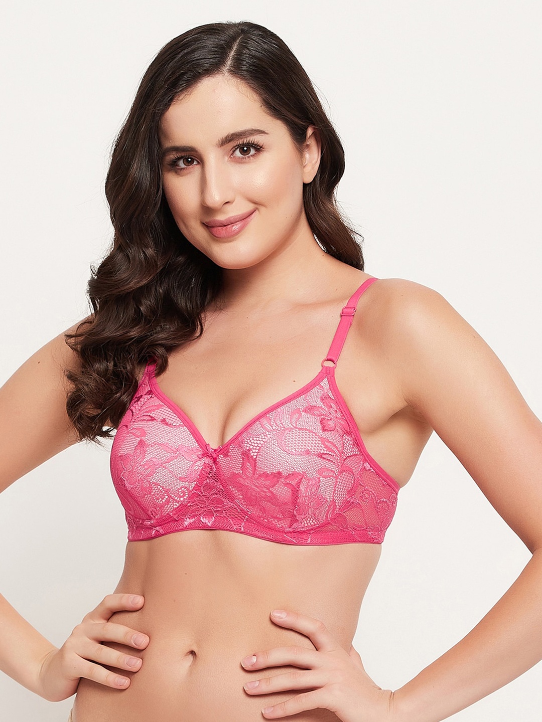 

Clovia Pink & White Bra Lightly Padded