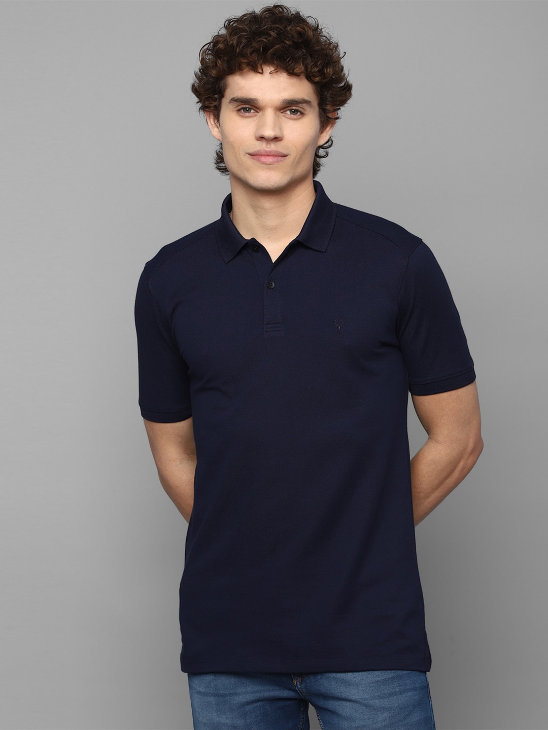

Allen Solly Men Navy Blue Polo Collar T-shirt