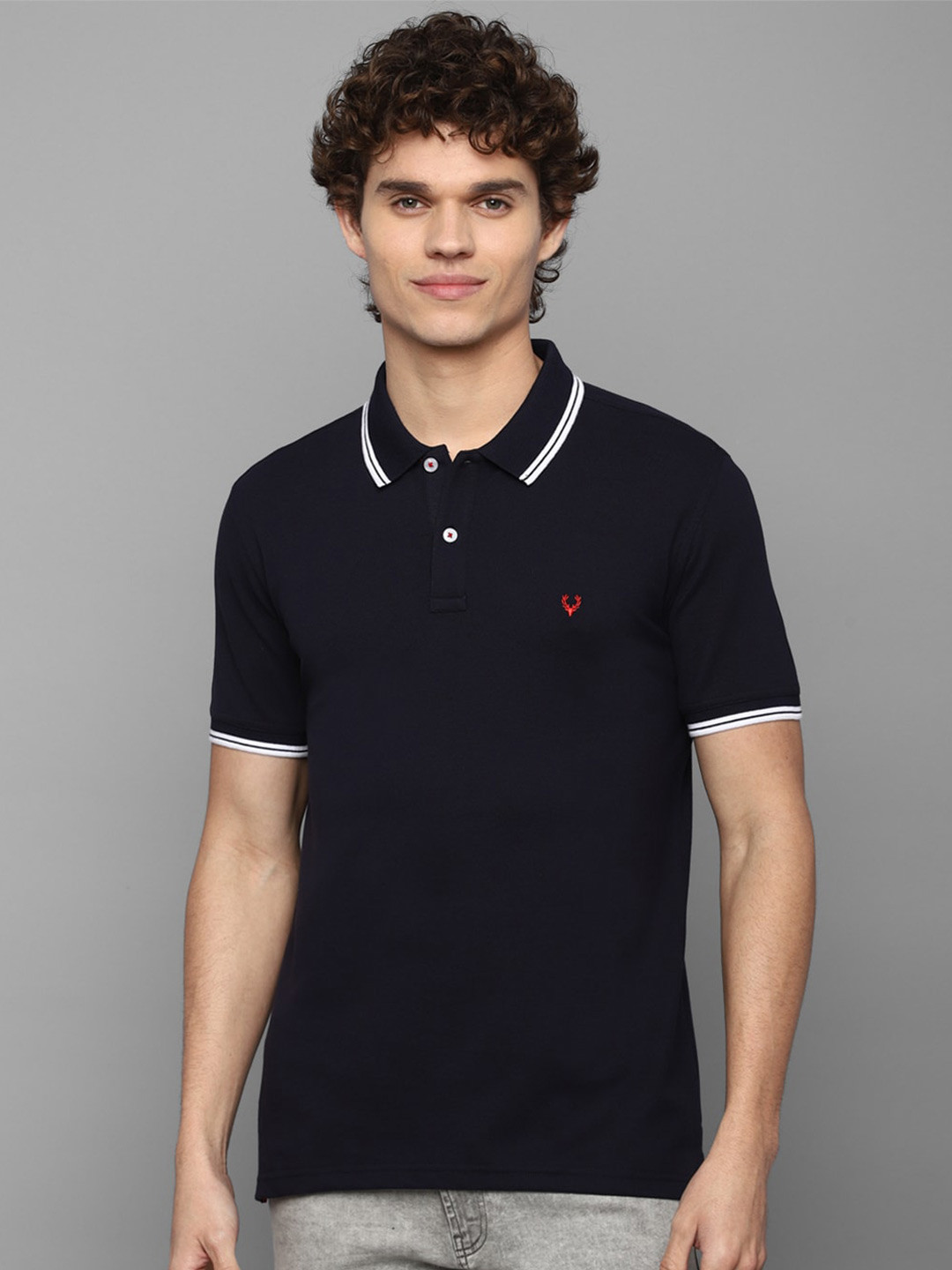 

Allen Solly Men Navy Blue Polo Collar T-shirt