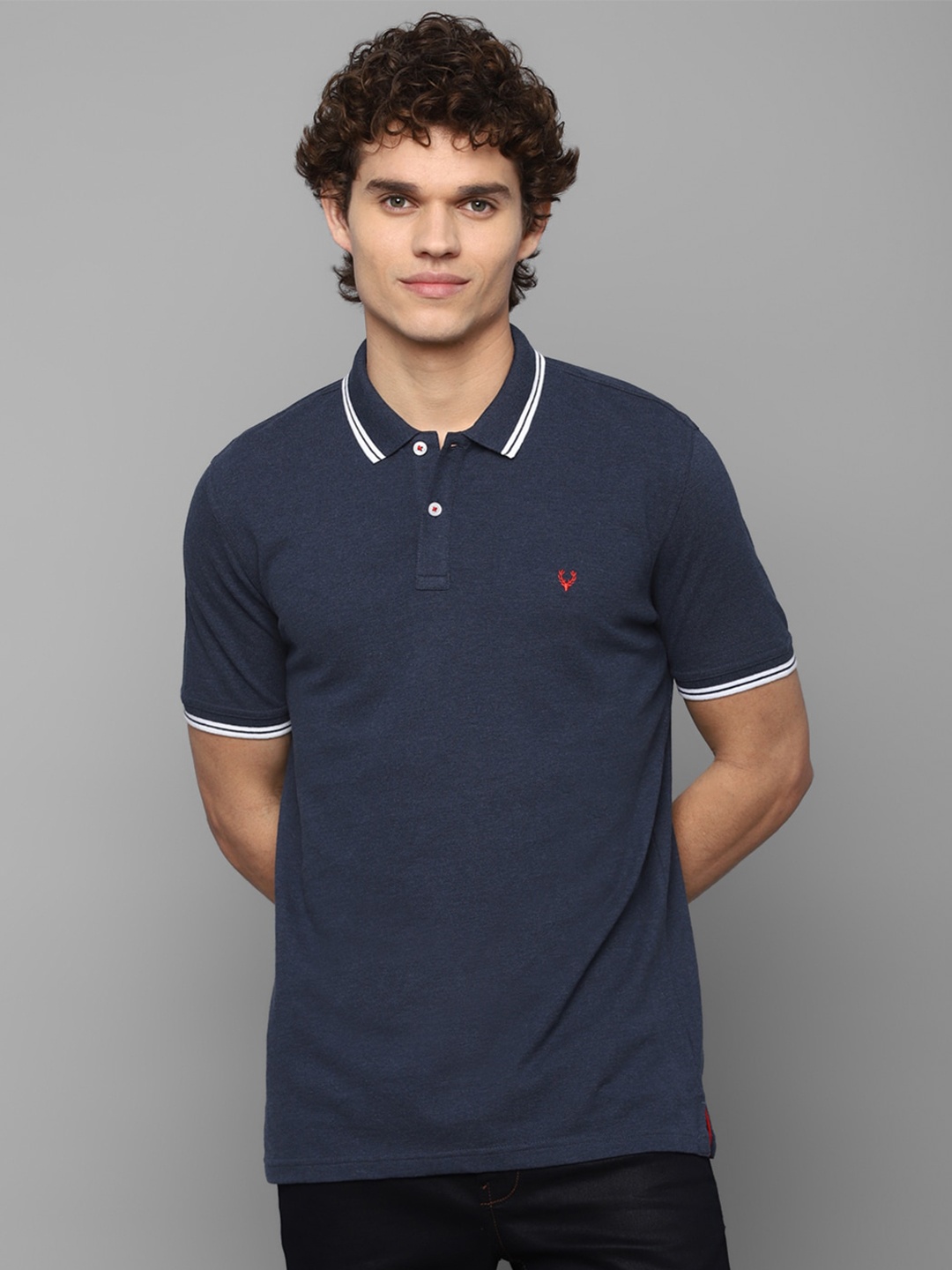 

Allen Solly Men Navy Blue Polo Collar T-shirt